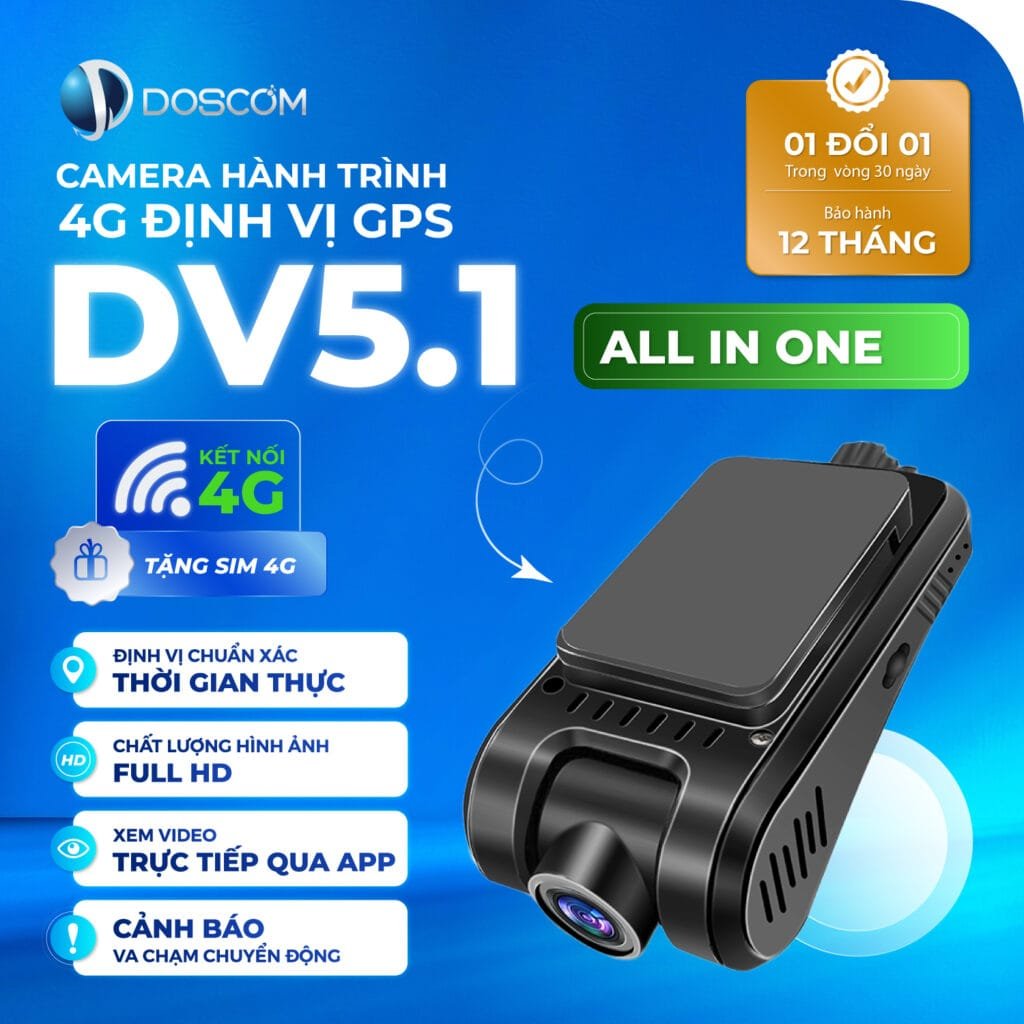 Camera hành trình 4G định vị GPS DV5.1 Doscom